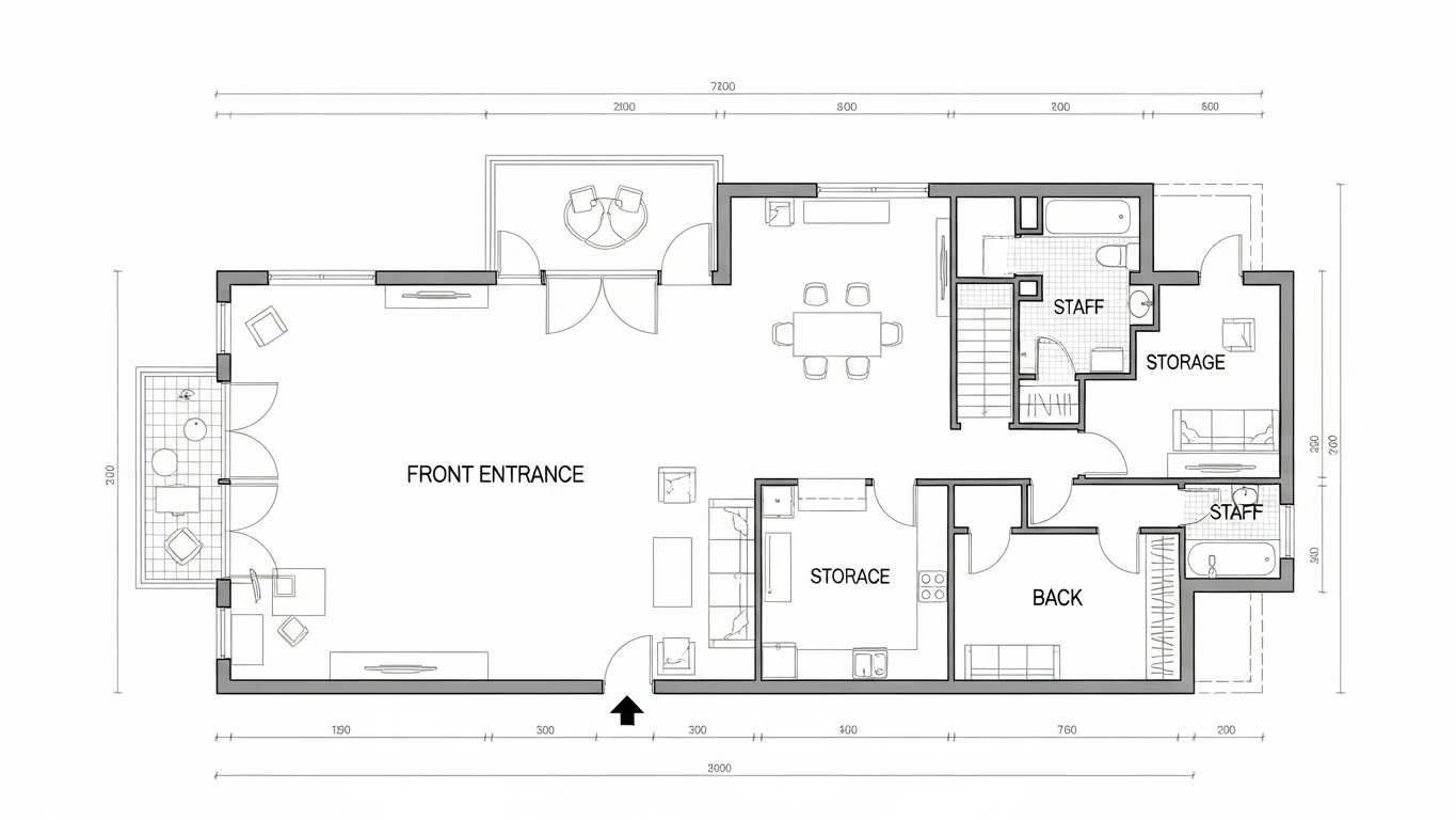 ONE80 commercial contracting retail floor plan top view